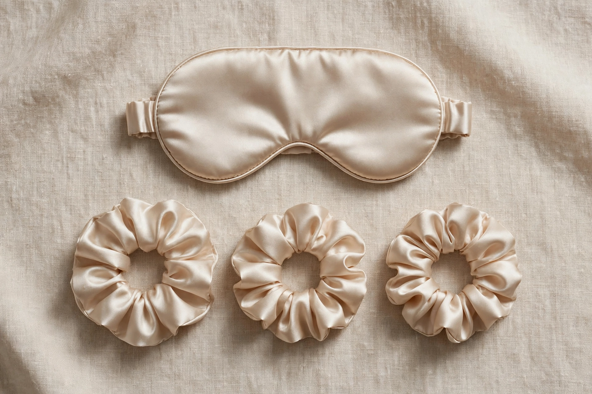 Silk sleep mask and scrunchies