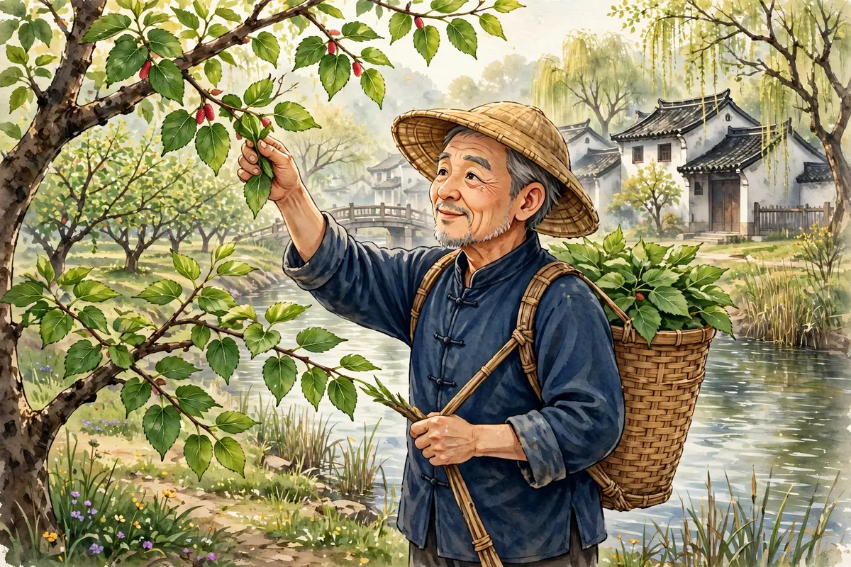 Picking mulberry leaves in Jiangnan