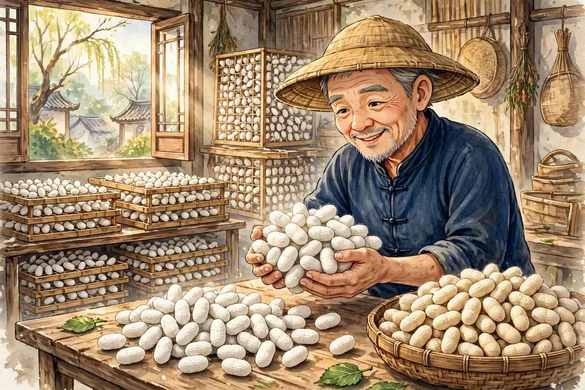 Harvesting silk cocoons